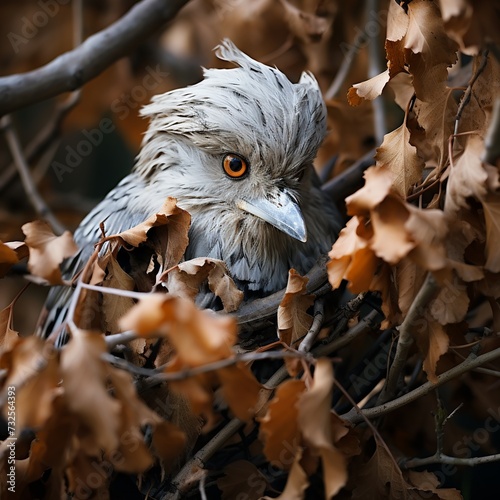 a type of bird camouflage, birds remain hidden among the leaves to deceive their prey