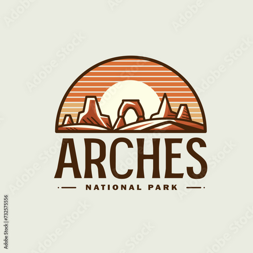 Arches National Park Vintage Badge Emblem Patch Style Logo Design