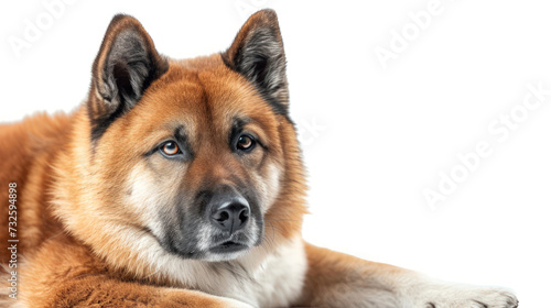 A Close-Up Portrait of an Akita Dog with a Watchful Eye