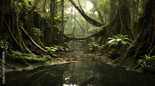 Beautiful tropical rainforest landscape