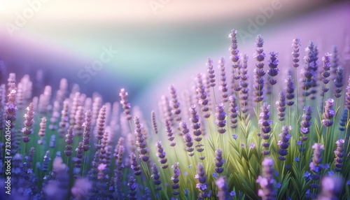 Tranquil Lavender Field at Sunset, Serenity Concept