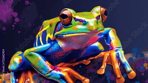 A Bright and Colorful Frog Poster Illustration