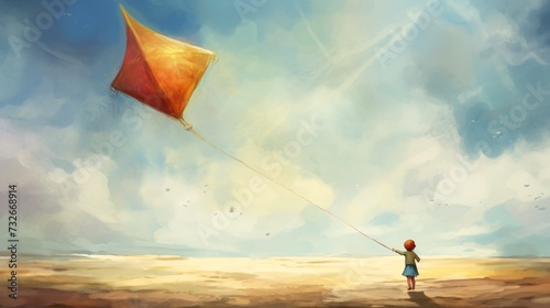 In the drawing,a child joyfully plays with a kite, their face alive with excitement as they watch it soar into the sky. With deft strokes of the pencil,the artist captures the carefree spirit of youth