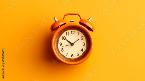 hot coffee served in a yellow retro alarm clock against a vibrant yellow background.