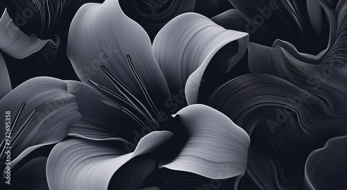 composition of paper flowers style in Black and white colors,