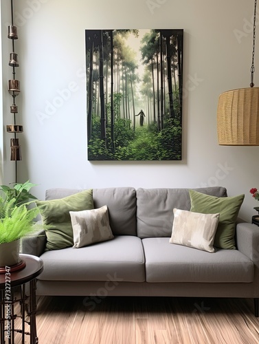 Greenery Scene: Vintage Art Captures Contemporary Landscape of Serene Bamboo Forests