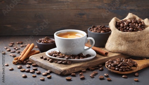 espresso and coffee beans