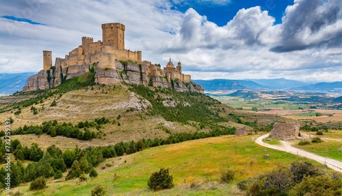 landscape with loarre castle in huesca aragon in spain
