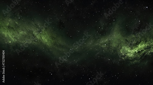 Nebula's Embrace in Cosmic Space. Vivid green nebula patterns spread across the starry space backdrop.