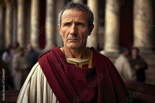 Senator in ancient Rome in front of the Roman Forum - Forum Romanum
