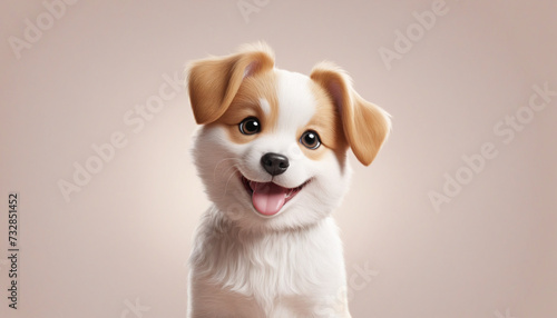 Adorable minimalist illustration of a happy puppy on a bright white background