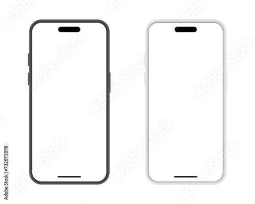 Smartphone mockup in black and silver color. Mobile phone. cellphone icon vector illustration
