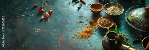 Ayurvedic concept with natural and organic herbs and spices