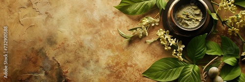 Ayurvedic concept with natural and organic herbs and spices