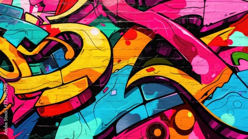 Vibrant graffiti adorns a wall, creating an abstract and dynamic background. Urban, Ai Generated.