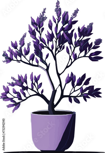 Free vector flat vector illustration of a Jakaranda plant on a pot. AI generative.