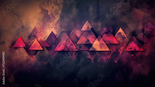 visual display of triangles, arranging triangular patterns in various orientations and sizes, geometric shape background, Illustration, digital art