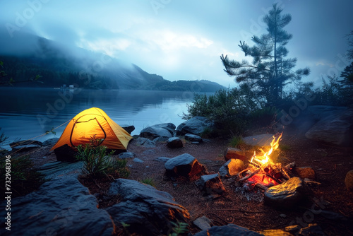 The Beginning of a Journey Around a Campfire. Depicting Adventure and Hopeful Moments.