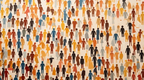 Paper cut out illustration of a large and diverse group of people in different colors and shapes