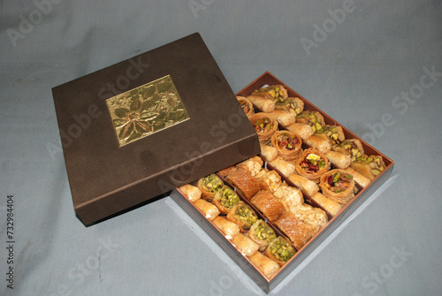 Various oriental sweets with pistachios and Arabic cashews