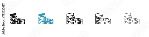 Historical Ruin Vector Icon Set. Travel Roman Colosseum vector symbol for UI design.