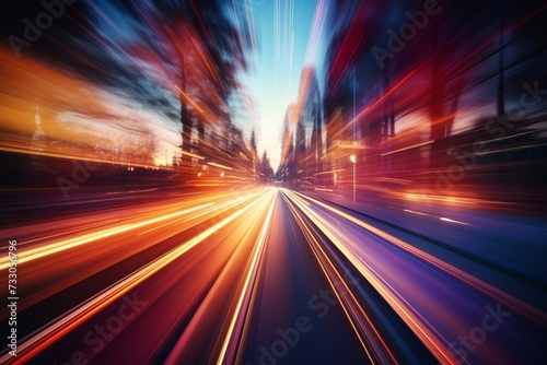 An illustration of a road with cars driving by at night