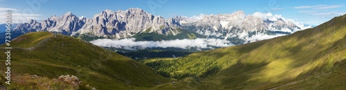 panoramic view of the Sexten dolomites mountains