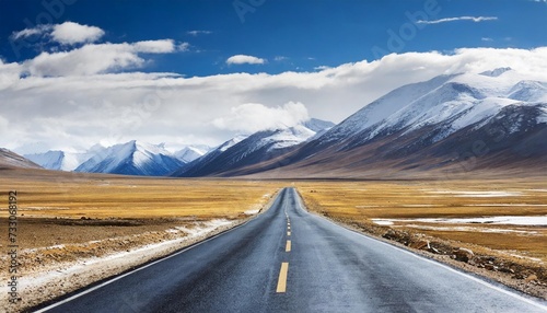 empty road in tibetan plateau