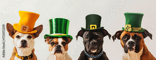 Dogs wearing st patrick's hats
