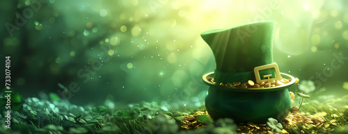 St patrick's day background hat and a pot with a pot of gold