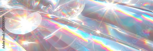 Sunlight flare background with light refraction and reflection. rainbow foil texture. Soft holographic pastel unicorn marble background 