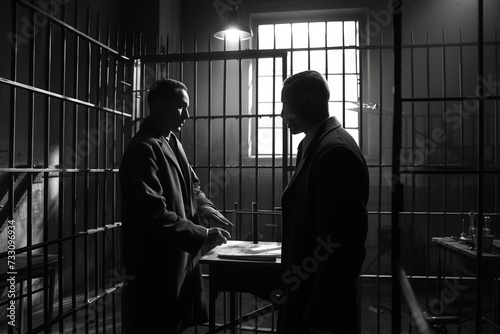 Men Standing Together in Jail Cell
