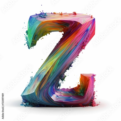 AI generated illustration of a vibrant colorful letter Z isolated on the white background