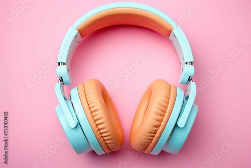 AI generated illustration of A Modern and cool headphones on a pink background