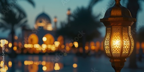 An enchanting composition of Eid Al Fitr and Adha, featuring a mesmerizing Islamic lantern.