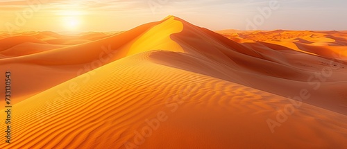 Sun Setting Over Sand Dunes