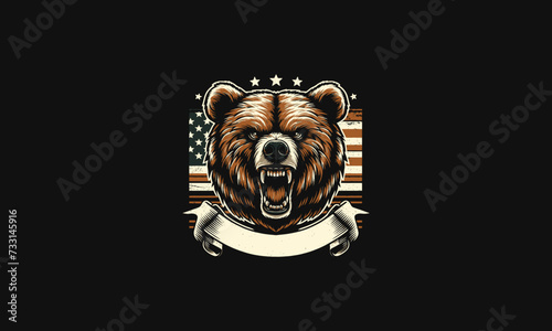 head bear angry and flag american vector artwork design