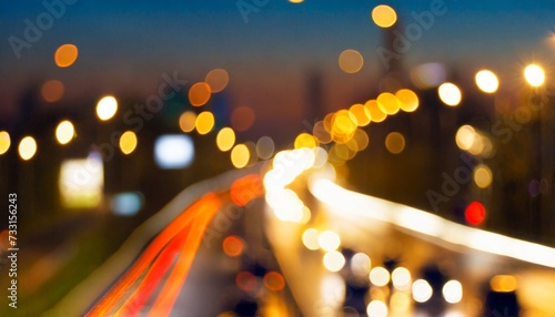 blurred traffic background banner at night