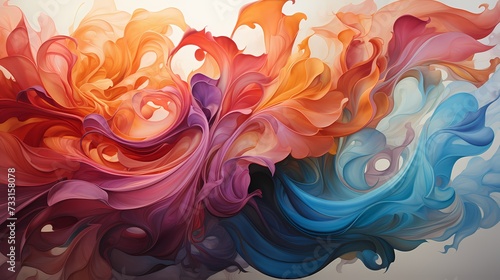 An abstract painting with swirls of vibrant colors, creating a sense of movement and dynamism