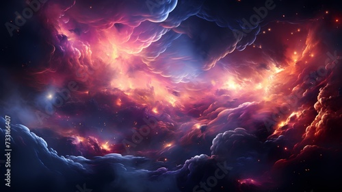 A surrealistic neon pink galaxy with swirling cosmic clouds