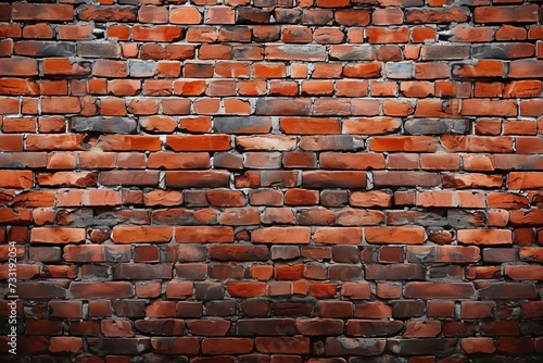Old red brick wall background, wide panorama of masonry. Generative AI 