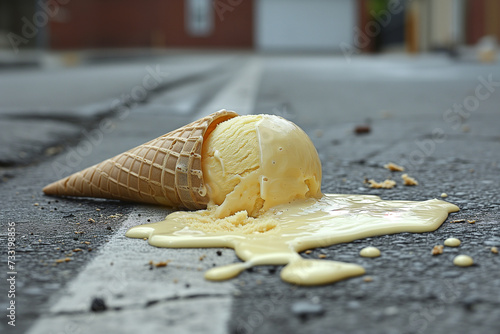 Melting ice cream cone