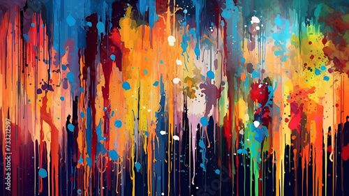 Urban Burst: Vibrant Computer-Generated Digital Graffiti with Splashy Paint Effects | Dynamic, Wet, and Dripping Abstract Street Art