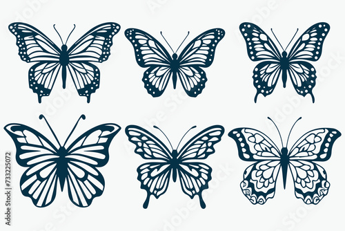butterfly silhouette vector bundle