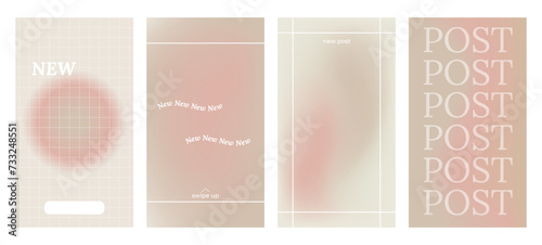 Y2k Aesthetic abstract nude gradient background with beige, pink, pastel, soft blurred pattern. Poster for social media stories, album covers, banners, templates for digital marketing