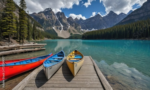 Breathtaking Banff: Canoes Invite Exploration on Moraine Lake's Jetty