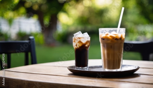 A glass of iced coffee on a table