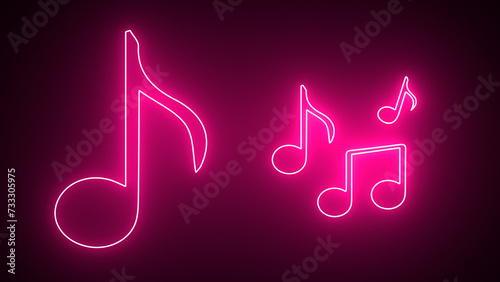 Glowing neon effect music icon. Music notes icon. Musical key signs illustration. Neon music note icon. Glowing neon Music note icons set. Isolated music notes symbols on black background.