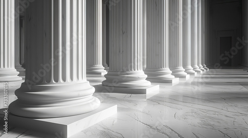 Court house or museum pillars or columns monotone in color and soft ambience - AI Generated