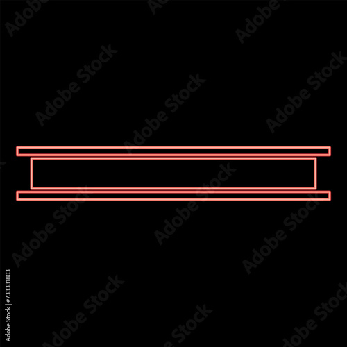 Neon steel beam I-beam red color vector illustration image flat style